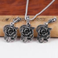 Rhinestone Zinc Alloy Jewelry Set, antique silver color plated, for woman & with rhinestone, black 