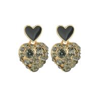 Zinc Alloy Drop Earring, with 925 Sterling Silver, gold color plated, for woman & with rhinestone, green 