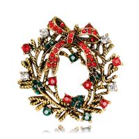 Broche de bijoux de Noël, alliage de zinc, Placage, pour femme & avec strass, plus de couleurs à choisir Vendu par PC
