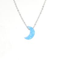 Stainless Steel Jewelry Necklace, with Resin, Moon, cross chain & fashion jewelry 45CM 