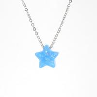 Stainless Steel Jewelry Necklace, with Resin, Star, cross chain & fashion jewelry 45CM  10MM 
