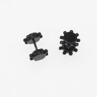 Stainless Steel Stud Earring, 303 Stainless Steel, plated, fashion jewelry & for woman, black, 12*10*3mm  