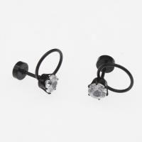 Stainless Steel Stud Earring, 303 Stainless Steel, plated, fashion jewelry & for woman, black, 14*15*6mm 