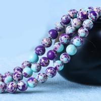 Synthetische Türkis Perlen, rund, poliert, DIY, gemischte Farben, verkauft von Strang