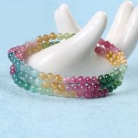 Tourmaline Bracelet, Round, polished, natural & DIY & candy style, multi-colored, 4.5mm 