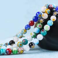 Perles murano fleur intérieur, chalumeau, Rond, poli, DIY & styles différents pour le choix, multicolore, Vendu par brin