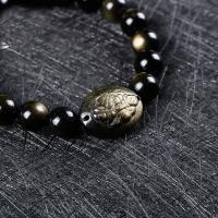 Gemstone Bracelets, Gold Obsidian, Round, polished, fashion jewelry & natural, black, 10mm 