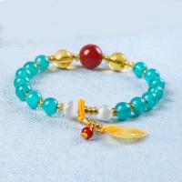 Gemstone Bracelets, Natural Stone, Round, polished, fashion jewelry & natural & for woman, blue, 6.5mm 
