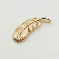 Brass Leaf Pendants, Feather, rose gold color plated, DIY 