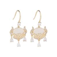 Brass Drop Earring, fashion jewelry & for woman & with cubic zirconia 