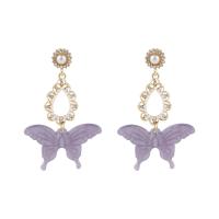 Zinc Alloy Rhinestone Drop Earring, Butterfly, fashion jewelry & for woman & with rhinestone 