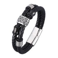Cowhide Bracelets, Split Layer Cowhide Leather, plated, fashion jewelry & Unisex, black 