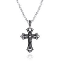 Stainless Steel Jewelry Necklace, 304 Stainless Steel, Cross, anoint, fashion jewelry & Unisex, silver color 
