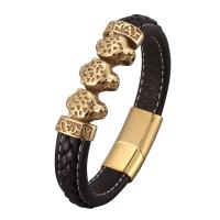 PU Leather Cord Bracelets, Microfiber PU, plated, fashion jewelry & Unisex, golden 