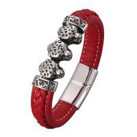 ПУ шнур браслеты, Микрофибра PU, Другое покрытие, ювелирные изделия моды & Мужская, красный, продается PC