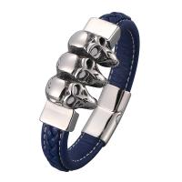 ПУ шнур браслеты, Микрофибра PU, Другое покрытие, ювелирные изделия моды & Мужская, голубой, продается PC