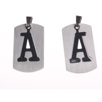 Stainless Steel Pendant, Rectangle, plated, DIY & with letter pattern, silver color, 47.5*23.5*1.4mm 