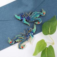 Hair Stick Findings, Zinc Alloy, Phoenix, plated, DIY & for woman, blue, 83*43mm 