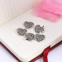 Tibetan Silver Pendant, Heart, plated, vintage & DIY & hollow, silver color, 16.5mm*14.5mm*2mm 