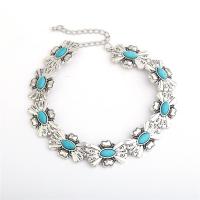 Fashion Choker Necklace, Zinc Alloy, with turquoise, plated, folk style & for woman Approx 10 Inch 