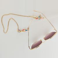 Zinc Alloy Glasses Chain, with Plastic Pearl, plated & for woman & with rhinestone 700mm 