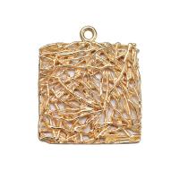 Brass Jewelry Pendants, Square, gold color plated, DIY 