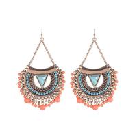 Zinc Alloy Drop Earring, with turquoise & Resin, folk style & for woman, orange 