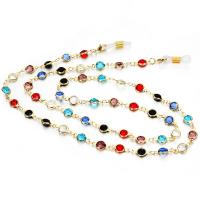 Zinc Alloy Glasses Chain, with Glass Beads, plated, anti-skidding & fashion jewelry & for woman 750mm .52 Inch 