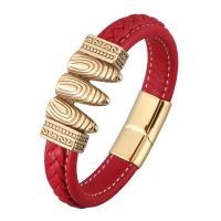 PU Leather Cord Bracelets, Microfiber PU, plated, fashion jewelry & Unisex, red 
