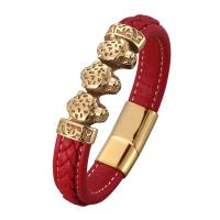 ПУ шнур браслеты, Микрофибра PU, Другое покрытие, ювелирные изделия моды & Мужская, красный, продается Strand