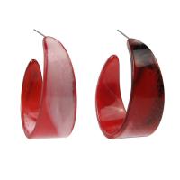 clou d'oreille acrylique, pour femme, rouge Vendu par paire