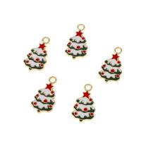 Zinc Alloy Christmas Pendants, Christmas Tree, plated, DIY, multi-colored, 18*23*1.5mm Approx 2mm 