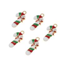Zinc Alloy Christmas Pendants, Christmas Candy Cane, plated, Christmas Design & DIY, multi-colored, 11.5*22*2.5mm Approx 1mm 