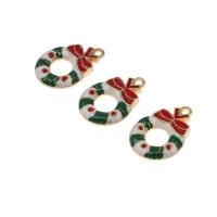Zinc Alloy Christmas Pendants, Christmas Wreath, plated, Christmas Design & DIY, multi-colored, 17*23*3mm Approx 1mm 