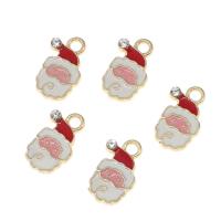 Zinc Alloy Christmas Pendants, Santa Claus, plated, Christmas Design & DIY, white, 10*2*12mm Approx 2mm 