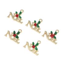 Zinc Alloy Christmas Pendants, Alphabet Letter, plated, Christmas Design & DIY, golden, 19*11.5*2mm Approx 1mm 