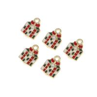 Zinc Alloy Christmas Pendants, gift shape, plated, Christmas Design & DIY, multi-colored, 11*14.5*3mm Approx 2mm 
