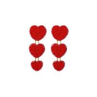 Glass Zinc Alloy Earring, with Seedbead & Zinc Alloy, Heart, plated, for woman 87mm 