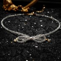 Fashion Choker Necklace, Glass, with Plastic Pearl, with 3.93 inch extender chain, for woman, white, 32cm Approx 12.59 Inch 