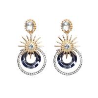 Zinc Alloy Rhinestone Drop Earring, with Resin Rhinestone, gold color plated, for woman 