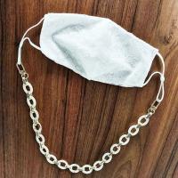 Resin Mask Chain Holder, with Zinc Alloy, plated, Unisex, white, 500mm 