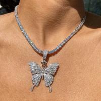 Rhinestone Zinc Alloy Necklace, plated, fashion jewelry & for woman & with rhinestone 