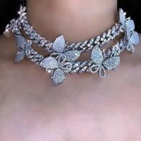 Rhinestone Zinc Alloy Necklace, plated, fashion jewelry & for woman & with rhinestone .5 Inch 