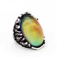 Mood Finger Ring, Zinc Alloy, with Glass Gemstone, plated, fashion jewelry & Unisex 
