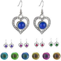 Brass Drop Earring, with Glass Gemstone, plated, fashion jewelry & for woman 