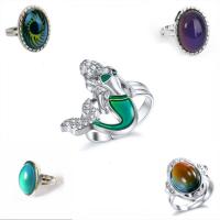 Mood Finger Ring, Glass Gemstone, with Metal Alloy, plated, Adjustable & fashion jewelry & Unisex 