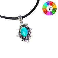 Mood Necklace , Faux Leather, with Glass Gemstone, plated, fashion jewelry & Unisex 