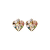 Zinc Alloy Rhinestone Stud Earring, Heart, fashion jewelry & for woman & with rhinestone 