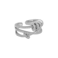 Brass Cuff Finger Ring, fashion jewelry & micro pave cubic zirconia & for woman, 17mm 