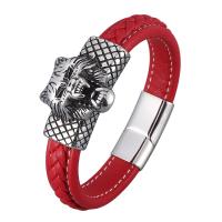 PU Leather Cord Bracelets, Microfiber PU, plated, fashion jewelry & Unisex, red 